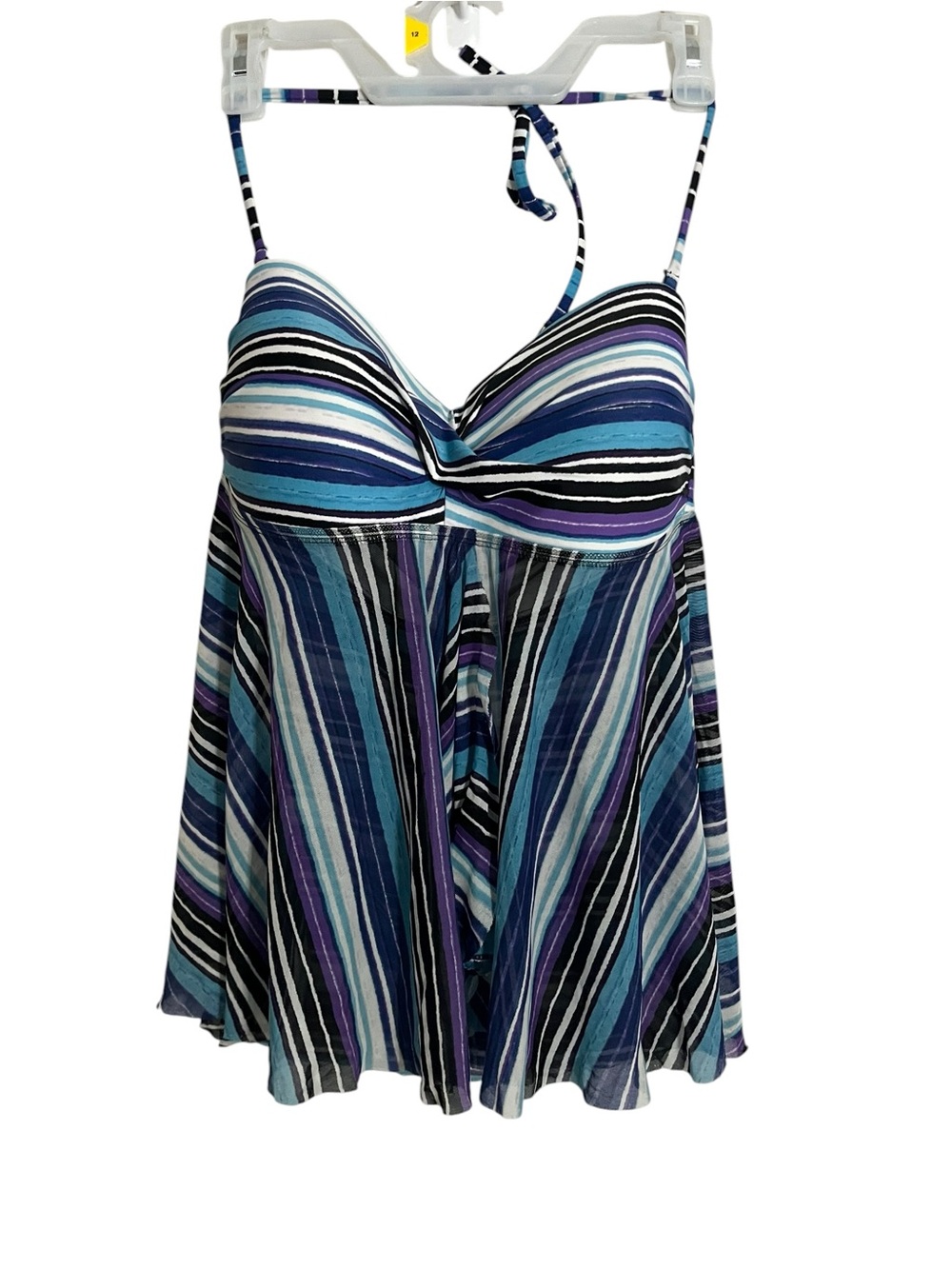 Merona Blue Purple Striped Halter Tankini Top